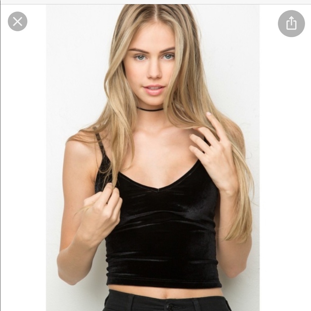 Brandy Melville Black Velvet Crop Top OS